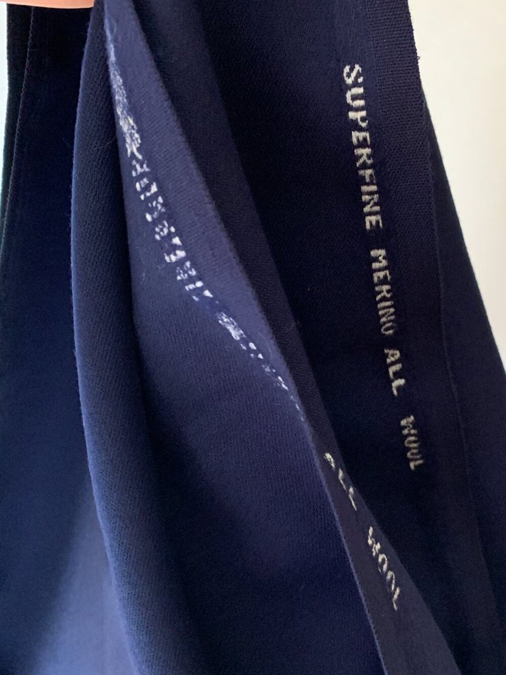 Navy 100% Pure Wool Sewing Fabric Remnant